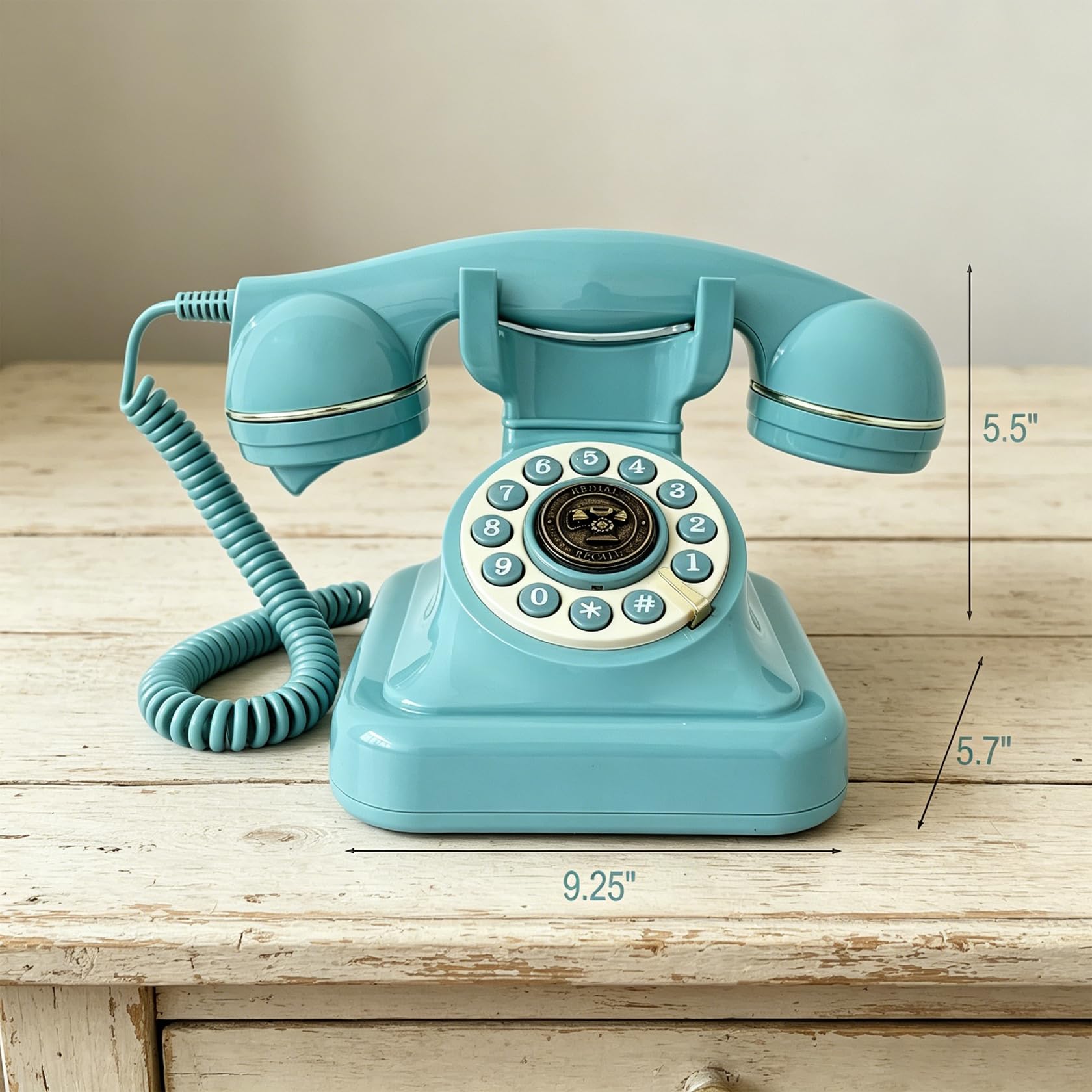 Telefono, telefono fisso retrò per casa, ufficio, hotel (blu)