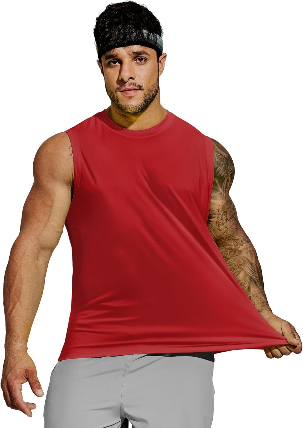 MIER Mens Workout Tank Tops Quick Dry Sleeveless UPF 50+ Muscle Tee Shirts for Athletic Gym Running Swim Beach Training - Image 6