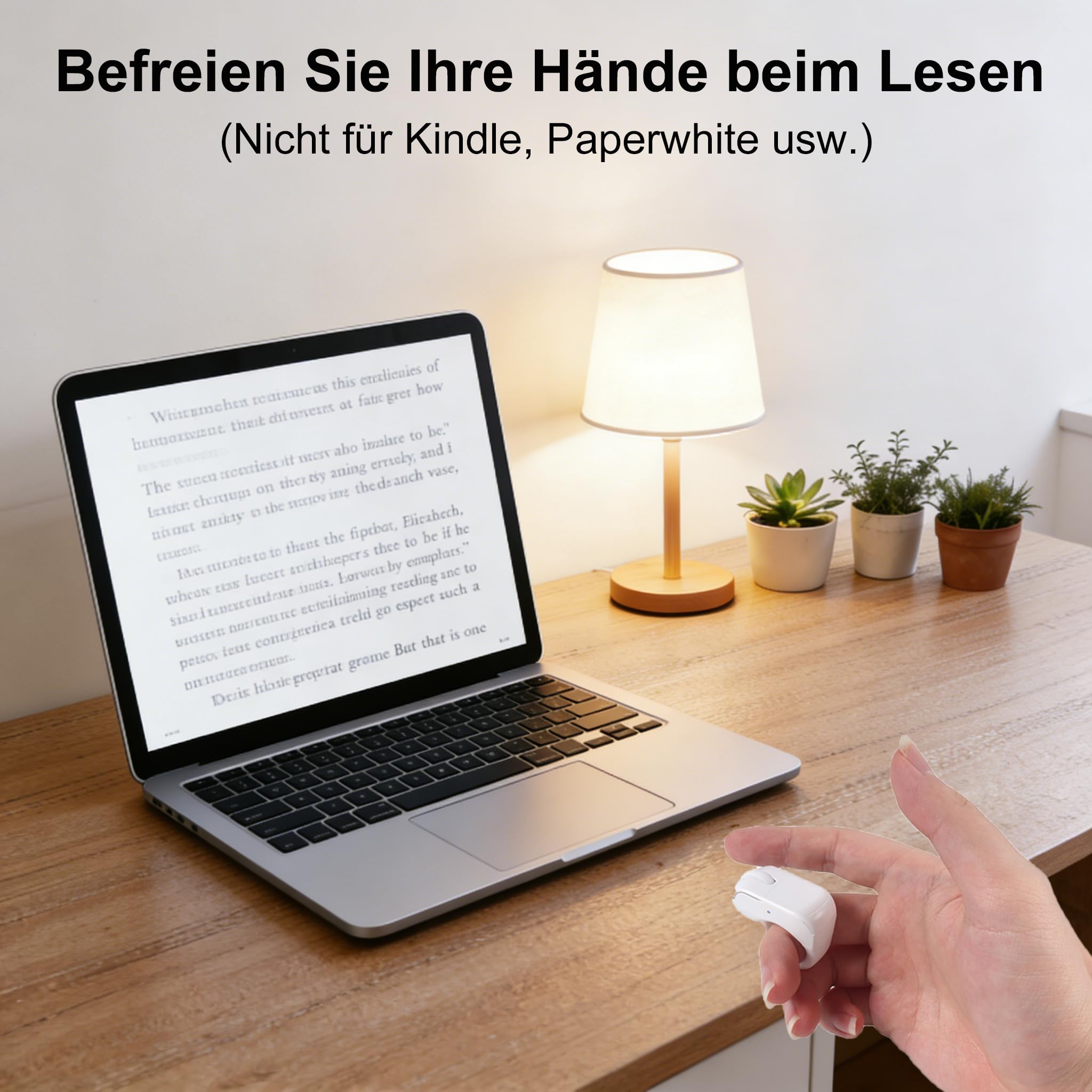 Tiktok Scrolling Ring Fingermaus mit Touchpad, Mini Bluetooth Wiederaufladbare Tragbare Maus mit Ladehülle, Fernbedienung für Kamera/Video/Kindle App/PPT, für PC Laptop Smartphone Tablet(Weiß)
