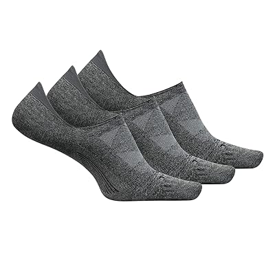 Feetures Elite Invisible 3 Pair Pack No Show Socks Shoes Gray