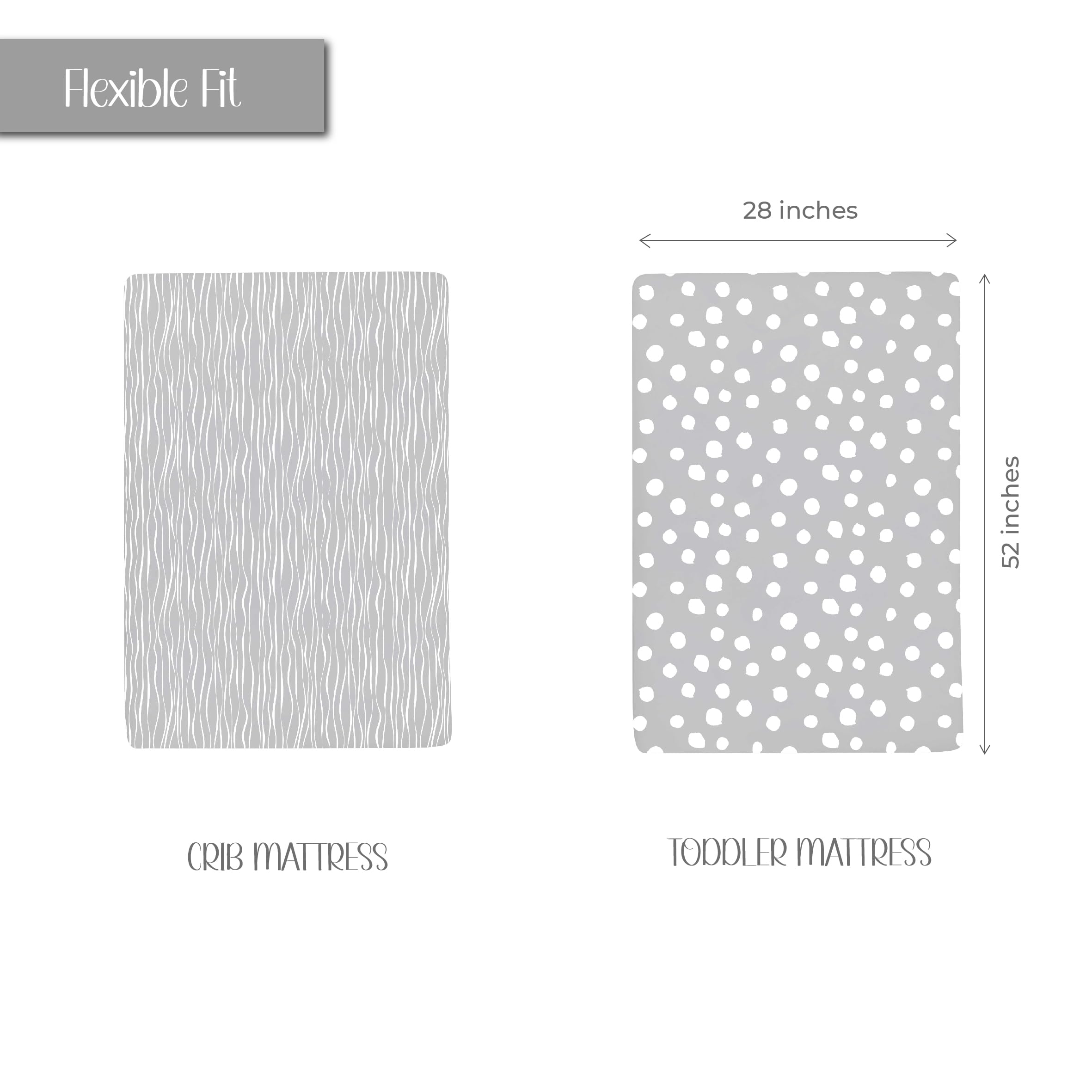 Ely's & Co - Juego de sábanas para Cuna, 2 Unidades, 100% algodón Jersey Gris y Blanco, diseño Abstracto de Rayas y Puntos