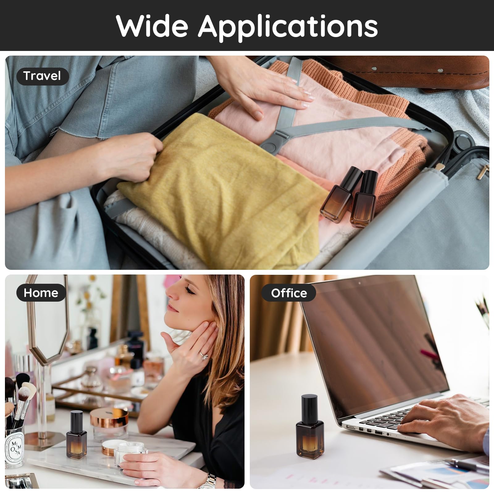 Segbeauty Contenitori da Viaggio Marrone, 2 Pezzi 30ml Bottiglie Vuote in Vetro, Flaconi Viaggio, Leggero e Portatile, per Fondotinta Liquida, Acqua Detergente