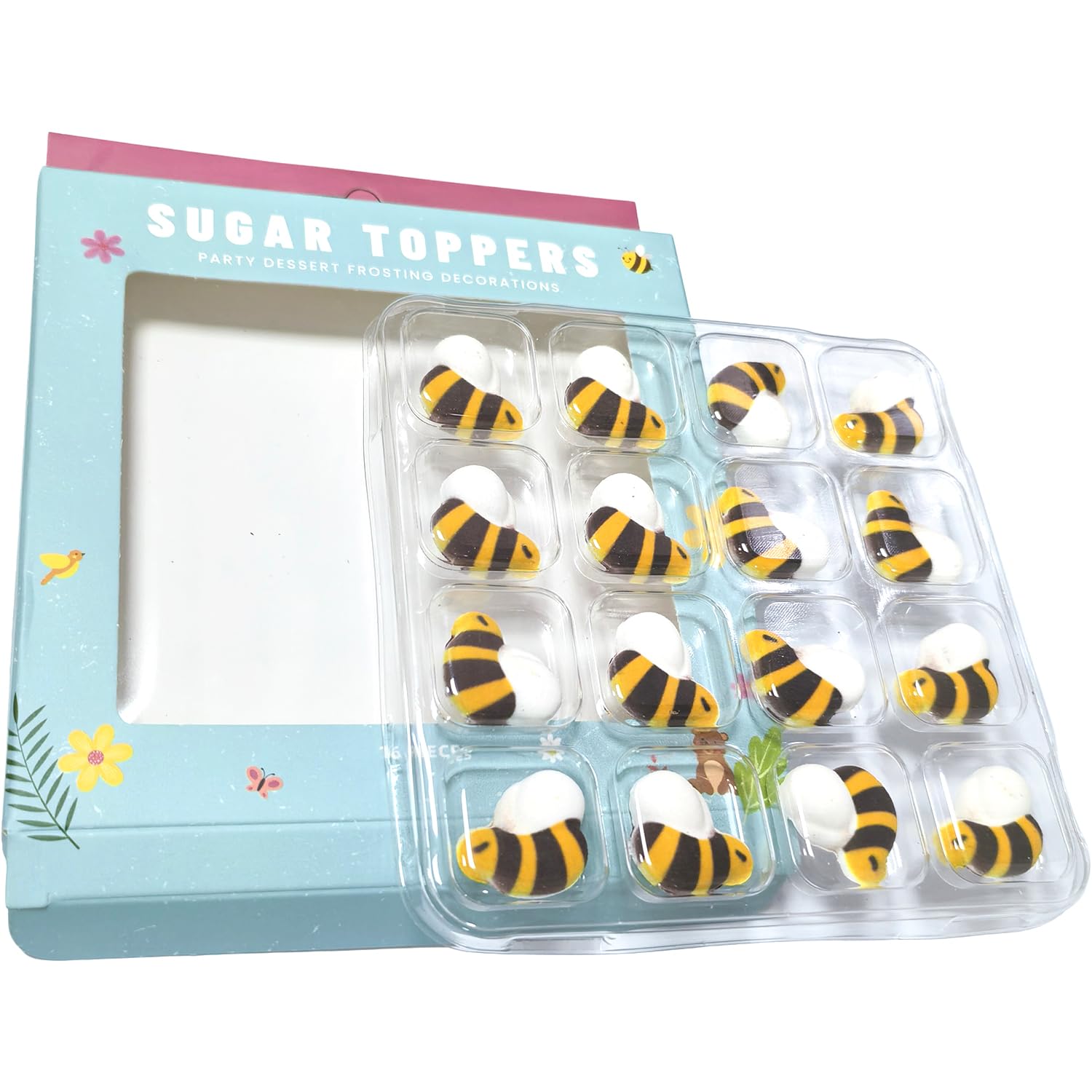 16PCS Edible Bees Sprinkles for Cake Decorating, Edible Bees Icing Cake Decorations Cupcake Toppers for Cake, Cookies, Cupcakes, Baking, Ice Cream Desserts Supplies