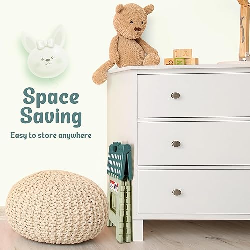 Miniatura 7 de ACSTEP Taburete plegable de 9 pulgadas, capacidad de 300 libras, taburetes plegables de plástico para niños y adultos, taburete plegable adecuado