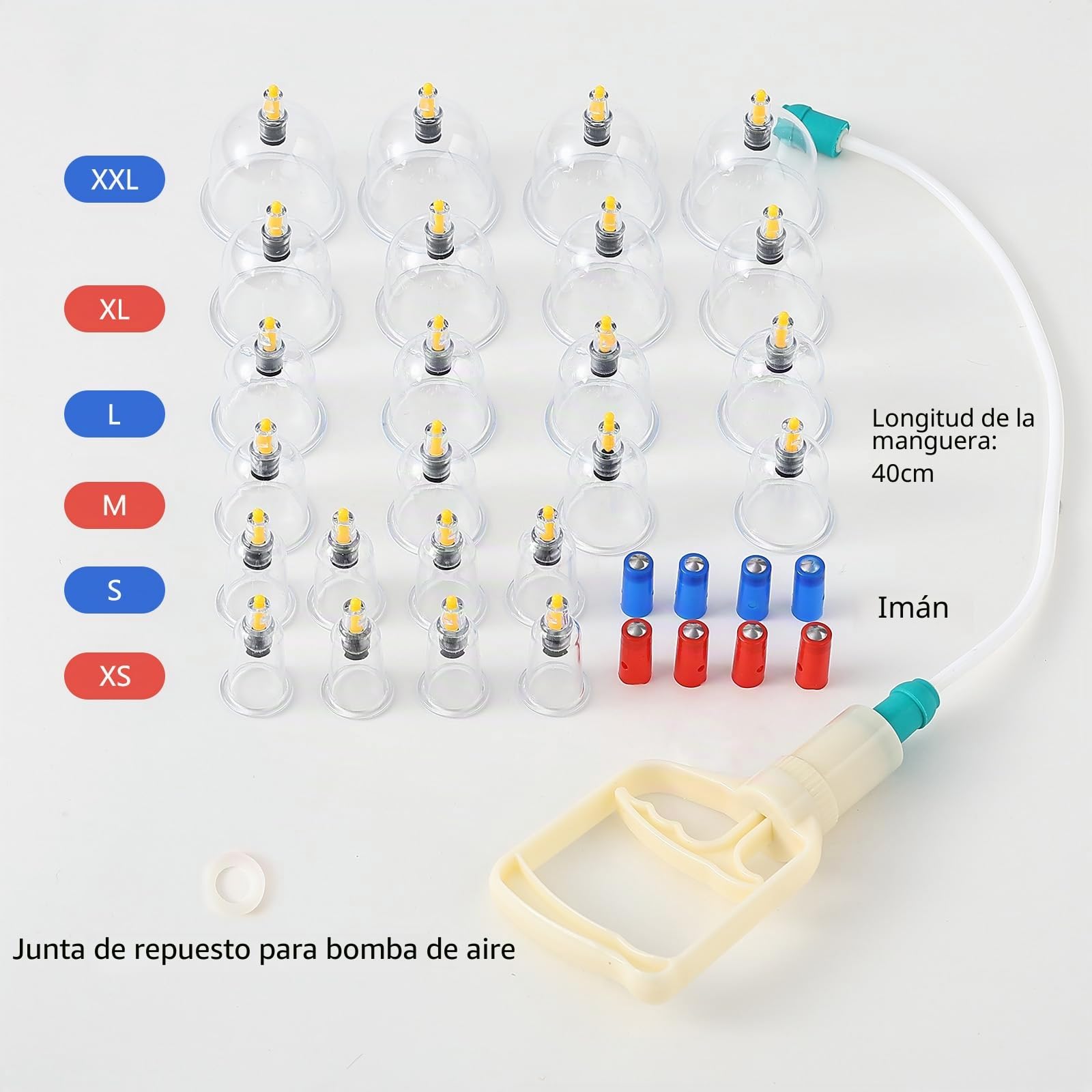 Set de 24 Ventosas Fisioterapia con Bomba de Vacío | Ventosas Masaje para Brazos, Hombros, Cuello, para Aliviar La Fatiga Muscular