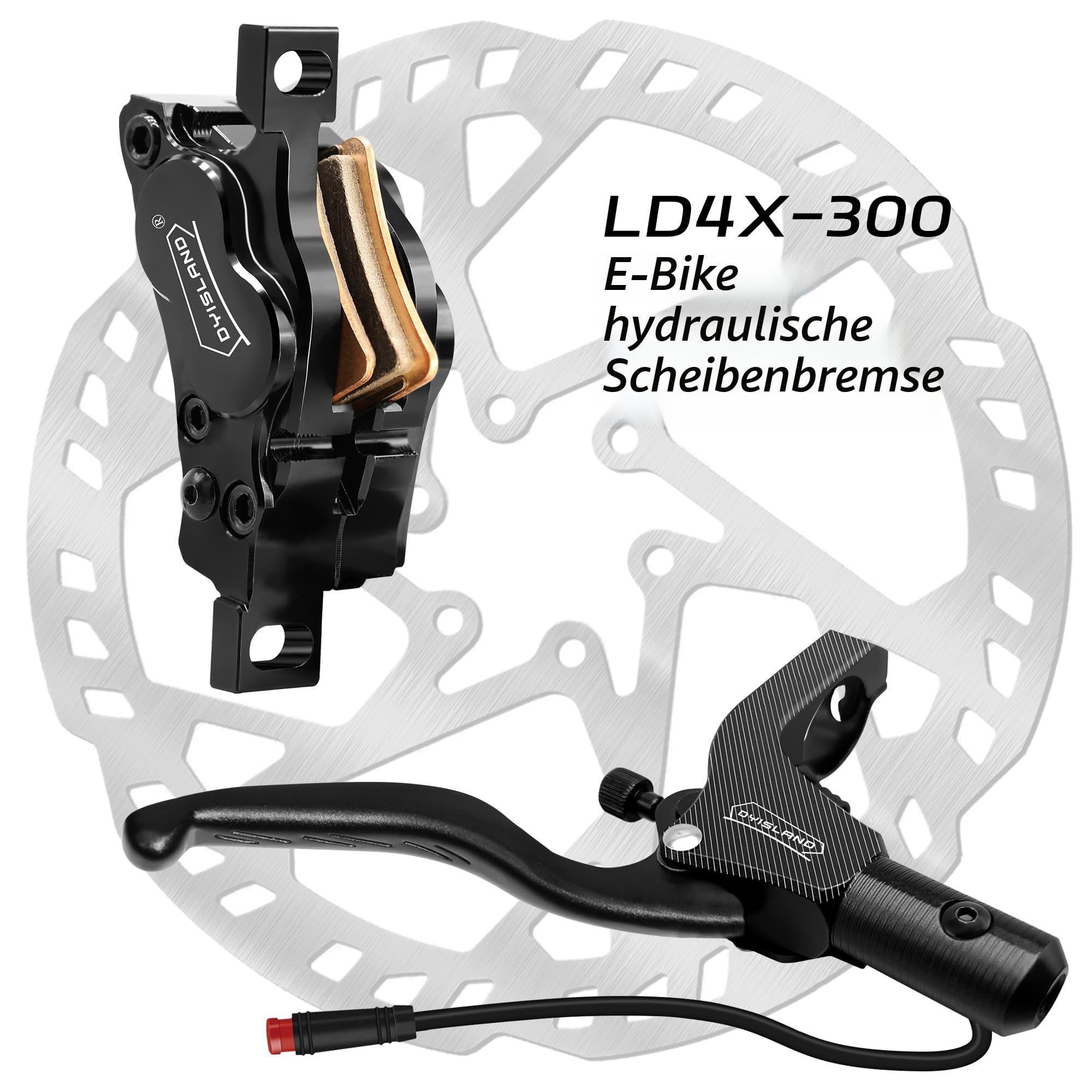 E-Bike Hydraulisches Scheibenbremsen Set 4-Kolben/2-Kolben, 2-pin/3-pin Vorinstallierter Mineralöl-Bremsensatz, Mit 2 Stück 180mm Rotoren
