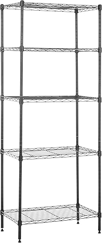 Tienda Basics Estantería de almacenamiento de acero resistente y multiusos con 5 estantes, fácil montaje, 13.4 pulgadas de profundidad x 23.2