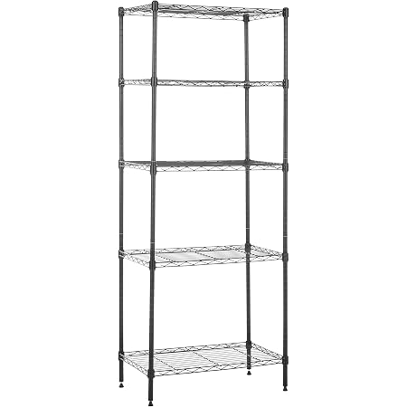 Amazon Basics 5-Shelf Adjustable, Heavy Duty Storage Shelving Unit (350 lbs loading capacity per shelf), Steel Organizer Wire Rack, Chrome Silver, 36