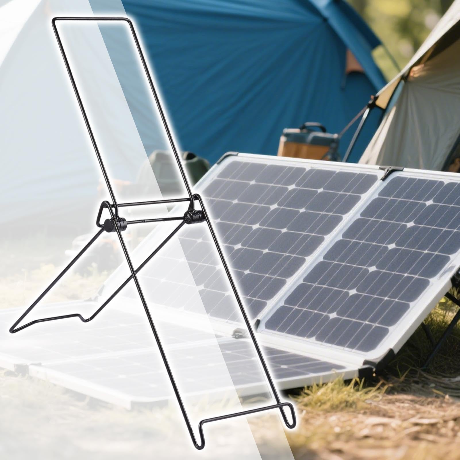 Soporte Panel Solar Rack Metálico De Montaje Rápido | Soporte Solar Para Suelo De 2 Piezas Fácil Instalación Jardín Balcón Patio Trasero Sendero Tejado Viaje Picnic Sin Conexión