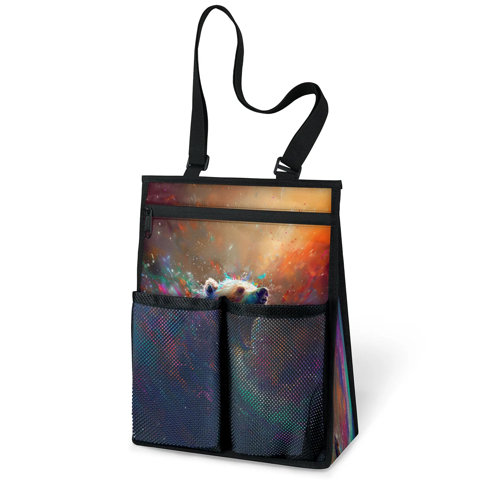 Ourtheme Animal Bear Portable Shower Bag for Travel Gym Camp Beach Tote Shower Caddy Bags Hanging Toiletry Organizer