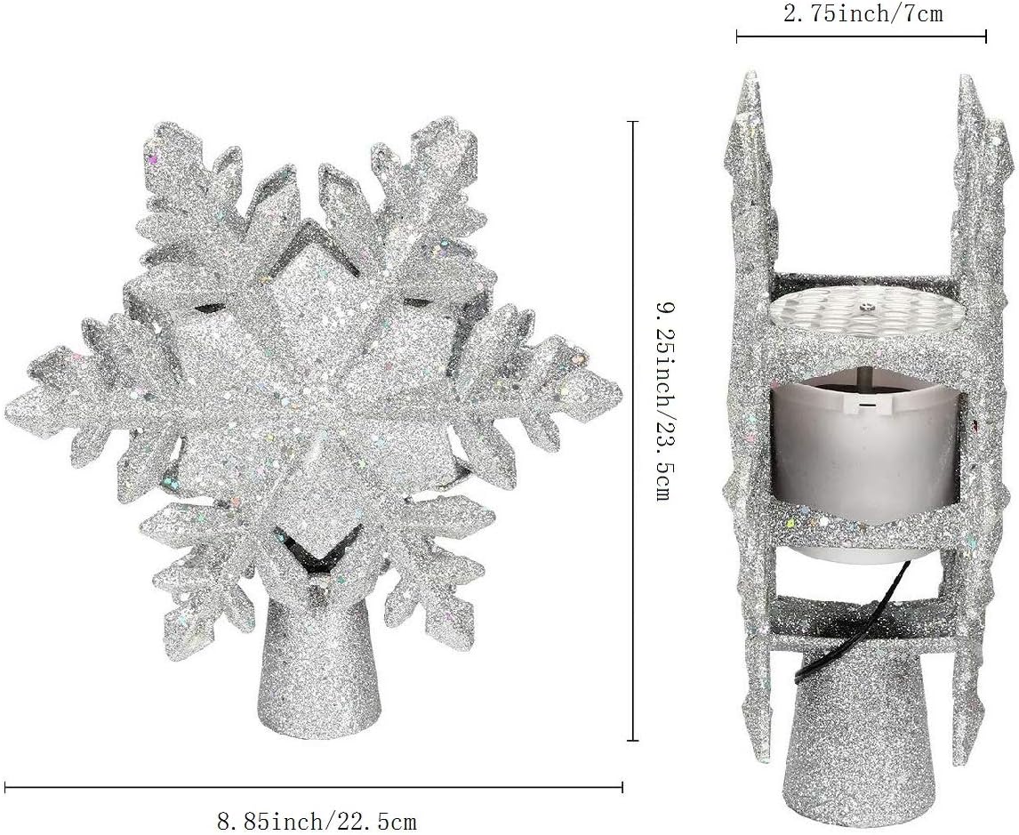 YZHI Angel Tree Topper, Christmas Tree Topper Projector Lighted Ornaments, Snowflake Lights 3D Christmas Tree Decoration Xmas Gifts (Snowflake)