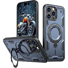 for iPhone 15 Pro Max Case, [Compatible with Magsafe] [Invisible Built in Stand & 360 Ring Holder] [MIL-Grade Drop Protection], Dual Layer Shockproof Full Protective Case for 15 Pro Max-Blue