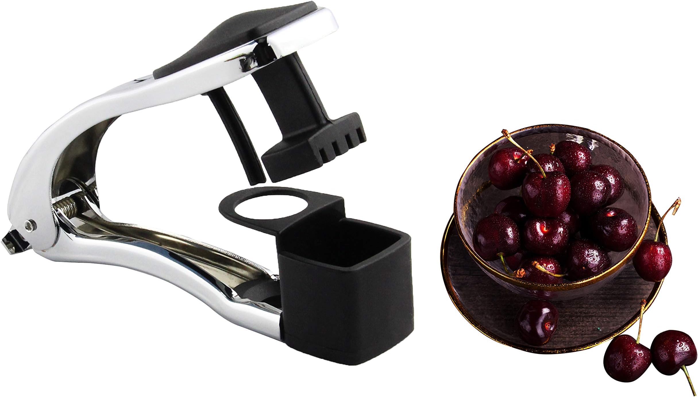 Obecome 2 in 1 Cherry Pitter,Olive Pitter Remover Corer,Stainless Steel Olive Seed Remover Tool - Black