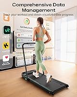 Vista 6 de UREVO Strol 2E Caminadora plegable inteligente 2 en 1, almohadilla compacta para caminar con mango de seguridad, Plug and Play, caminadora