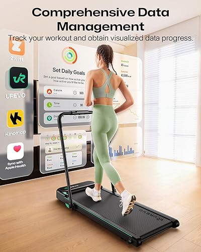 Miniatura 6 de UREVO Strol 2E Caminadora plegable inteligente 2 en 1, almohadilla compacta para caminar con mango de seguridad, Plug and Play, caminadora de