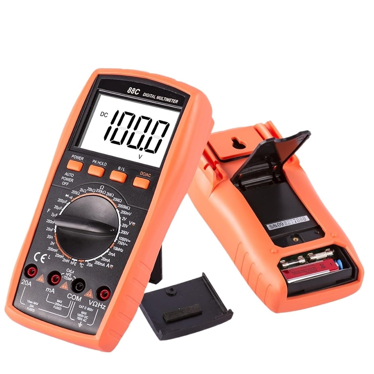 1Pcs Digital Multimeter Voltage Tester 2000Counts 1000V DC/AC Current Volt ohm Meter 2000MΩ Resistance Inductance Temp Hz Ele(88B Multimeter)