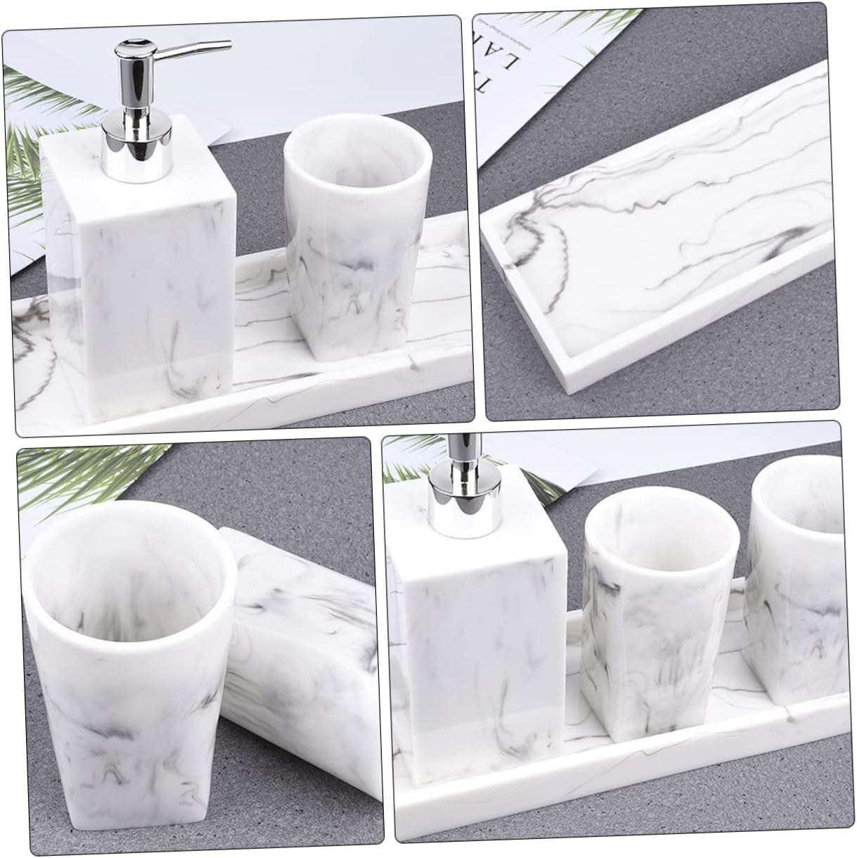 Bathroom Sink Soap Dispenser Set Marble Design Soap Dispenser Holder Tray Home Hotel Stylish Decor Essential Accessory