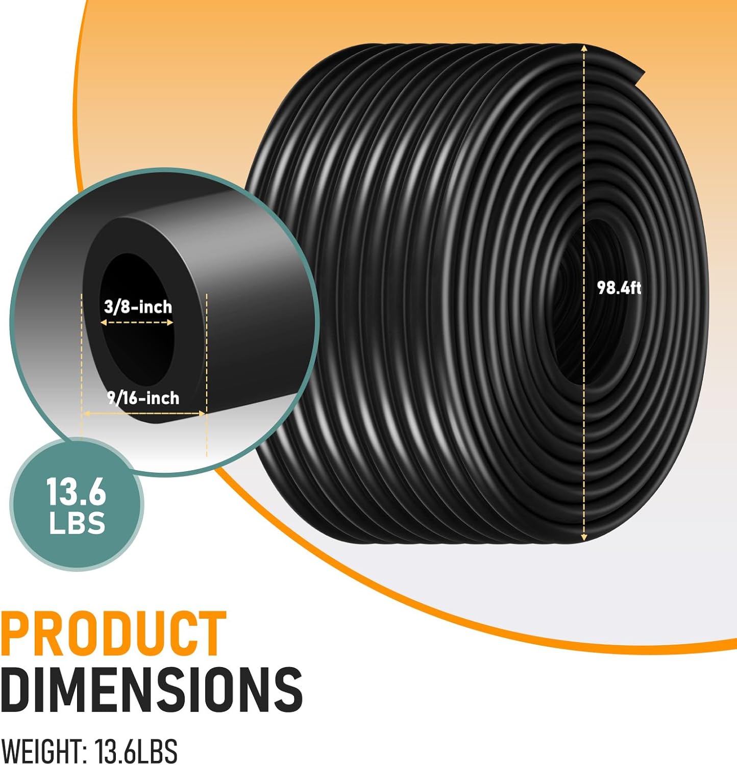 Generic 3/8 inch Self Sinking Aeration Hose, Thicken 98.4 feet Pond Aerator Hose with 4 Menders and 4 Stainless Steel Hose Clamps Use for Garden, Ponds, Aquaculture, and Lake Aeration, Black