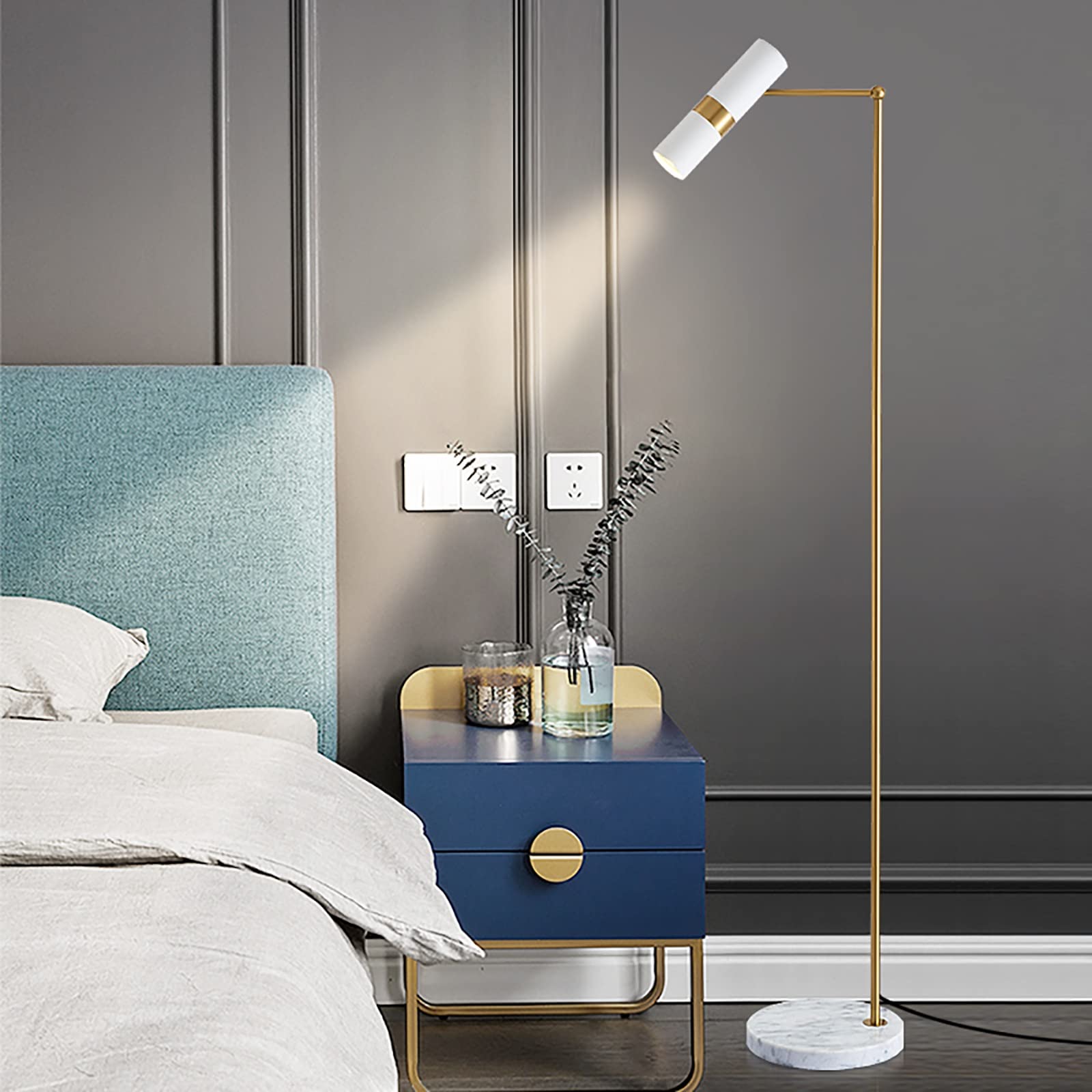 Lámpara de pie industrial con luz LED regulable de 360 grados 7