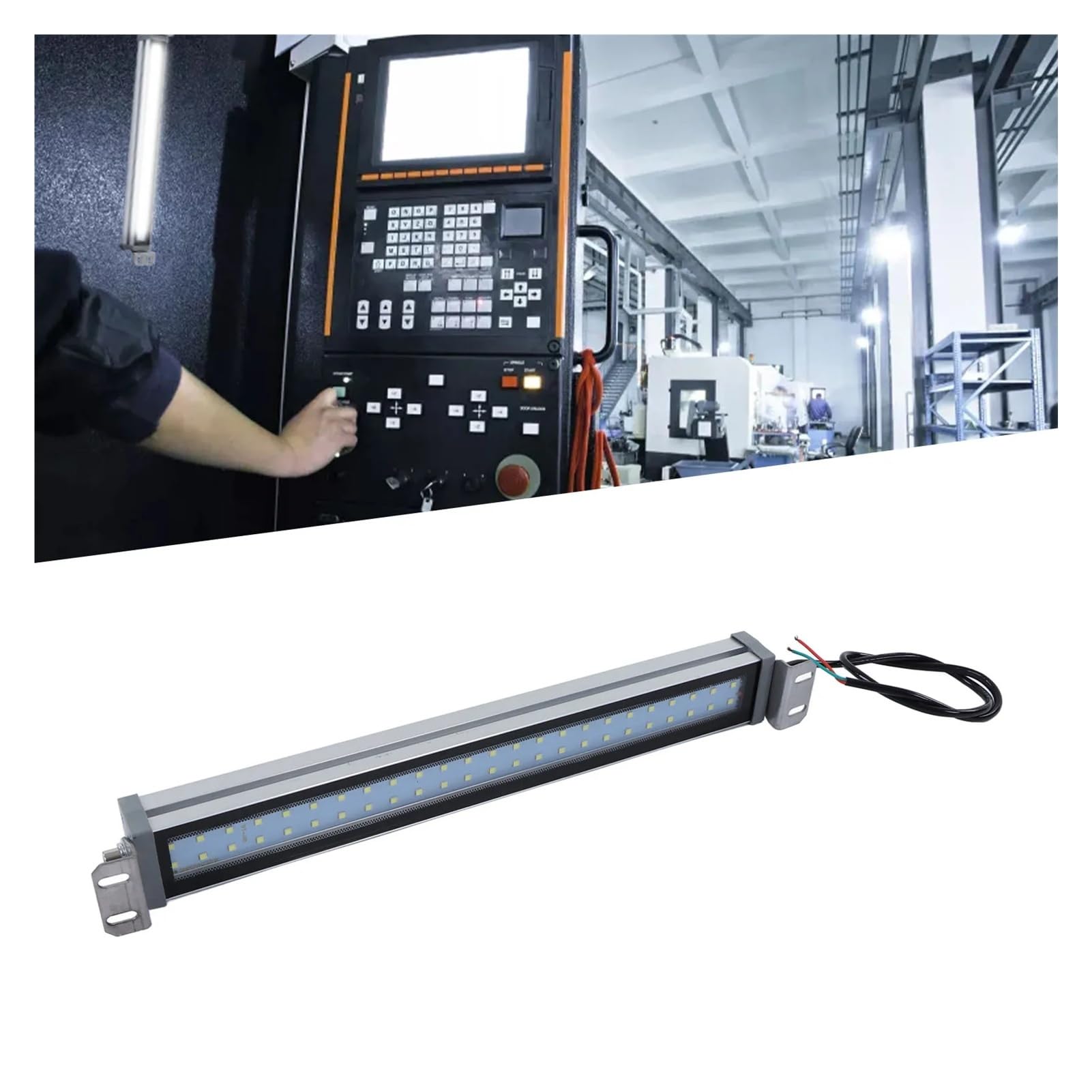 Sprzęt LED CNC Oświetlenie Wodoodporna metalowa obudowa Tokarka ze stopu aluminium Lampa prostokątna IP66 220 V 24 Wysoka jasność(Length-53CM,AC 100-230V)