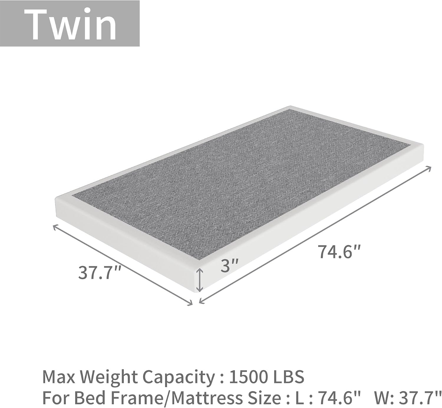XINXINYAN Box Spring Twin 3 Inch, Twin Box Spring Only, Heavy Duty Metal Frame, Easy Assembly, Noise Free thumbnail