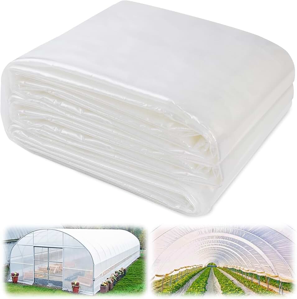Folha de plástico transparente com efeito de estufa de 6 mm 60 x 60 m - Filme de polietileno resistente a UV para fazenda e jardim