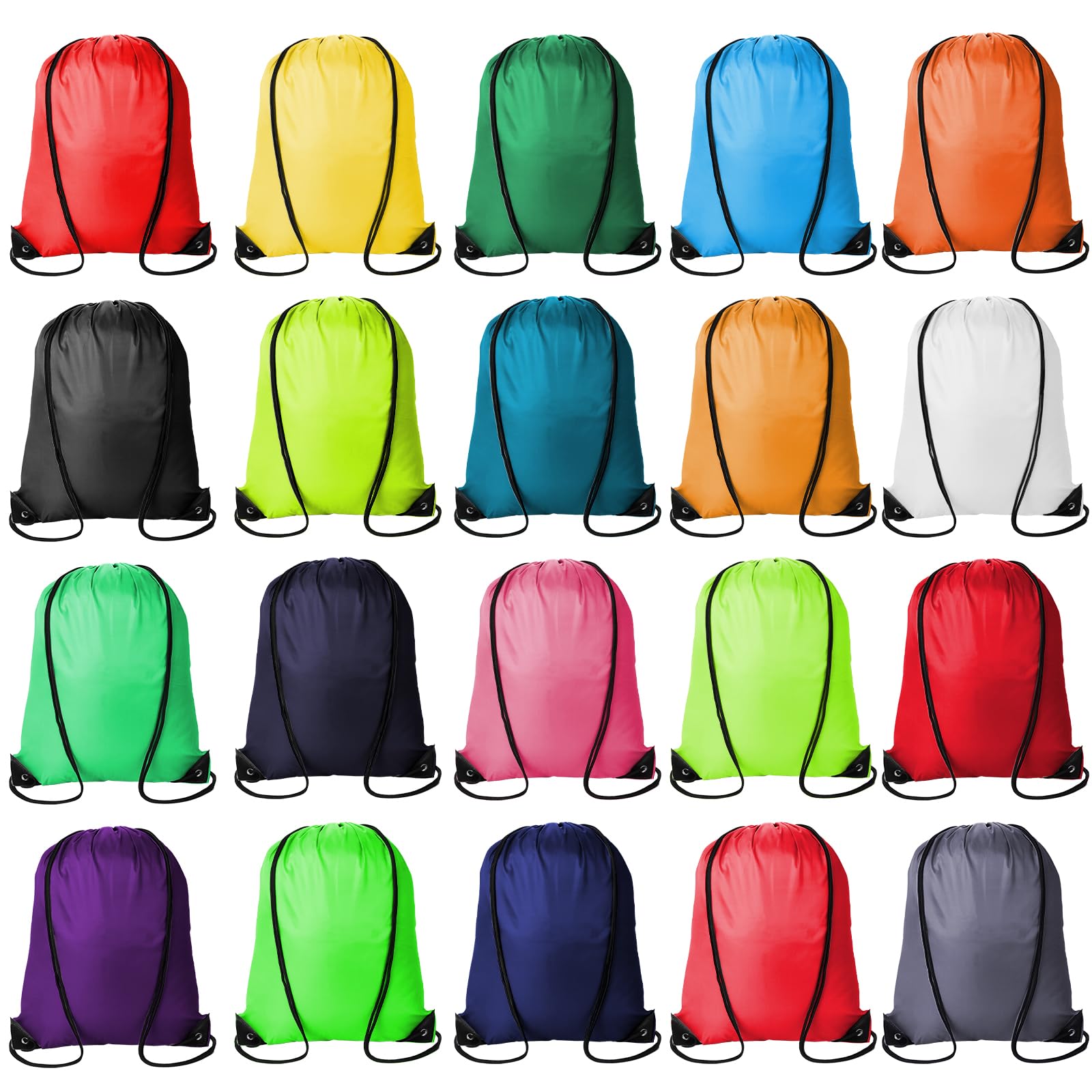 Kuhome 20Pcs Drawstring Backpacks Bulk String Bag Cinch Sack Pack Storage Knapsack Polyester Gift Bags Sports Drawstring Bags for Trip Gym Party Bags(