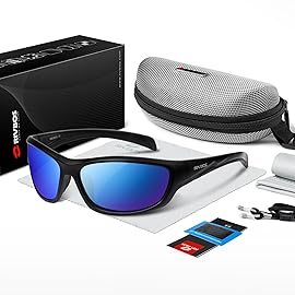 RIVBOS Polarized Sunglasses UV400 Protection for Men\'s and Women\'s Fishing, Cycling, and Outdoor Activities RB832-1 Black Ice Blue Lens