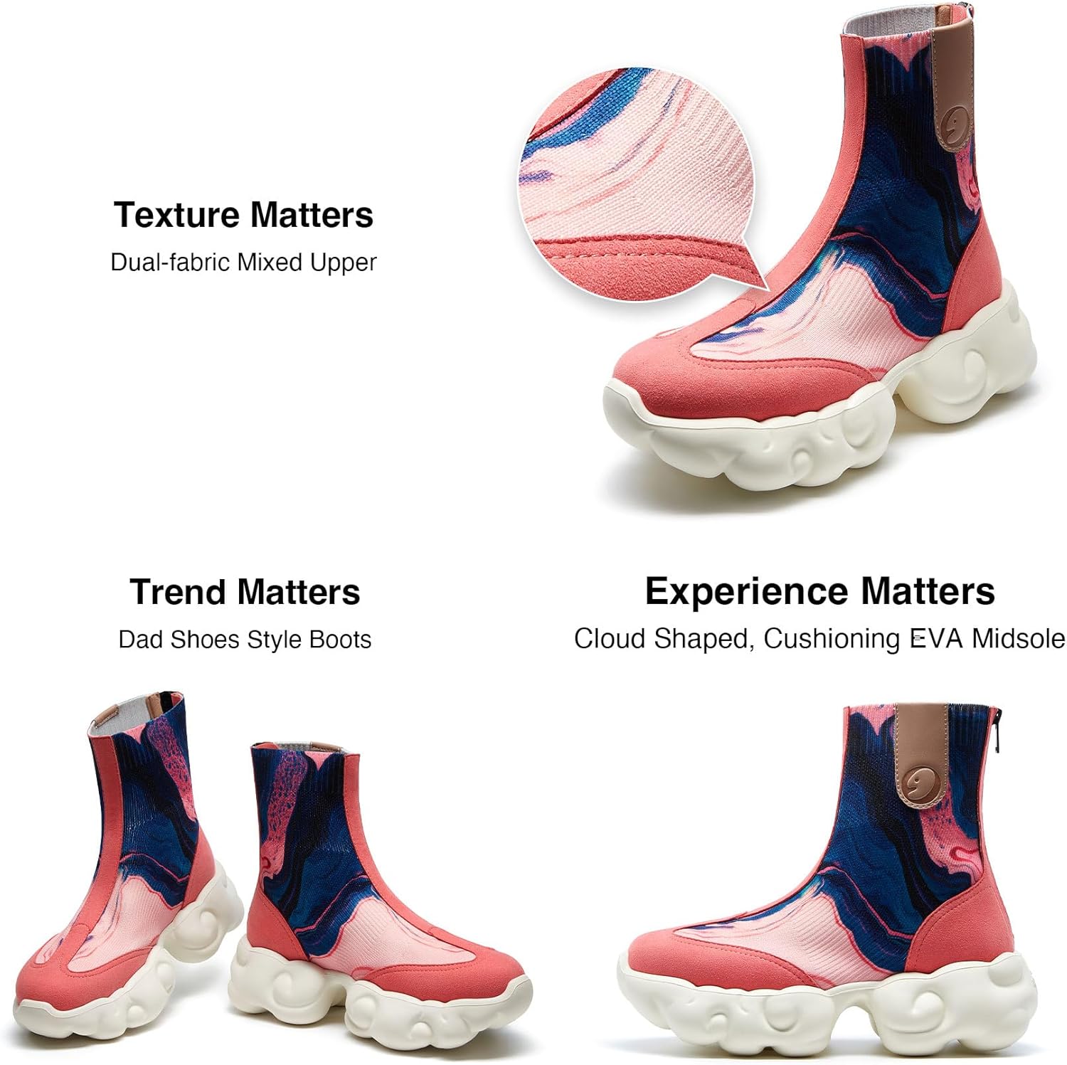 UIN Women's Platform Fashion Boots Comfortable Chunky Art Travel Shoes Cloud Series - Image 6