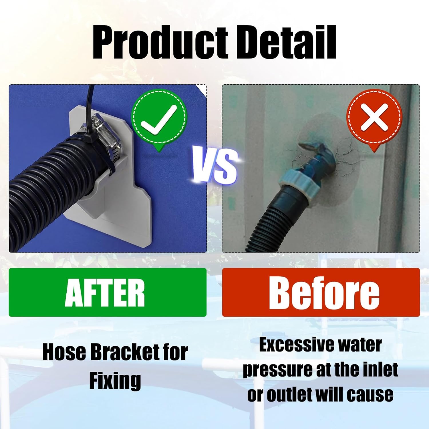 Saintrygo 2 Sets Material Upgrade 1.25''x 59'' Pool Hose Replacement Kit for Above Ground Pools Hoses Pool Filter Replacement Hose Pools Holder Compatible with Filter Pump 330 530 1000 Gph (Black)