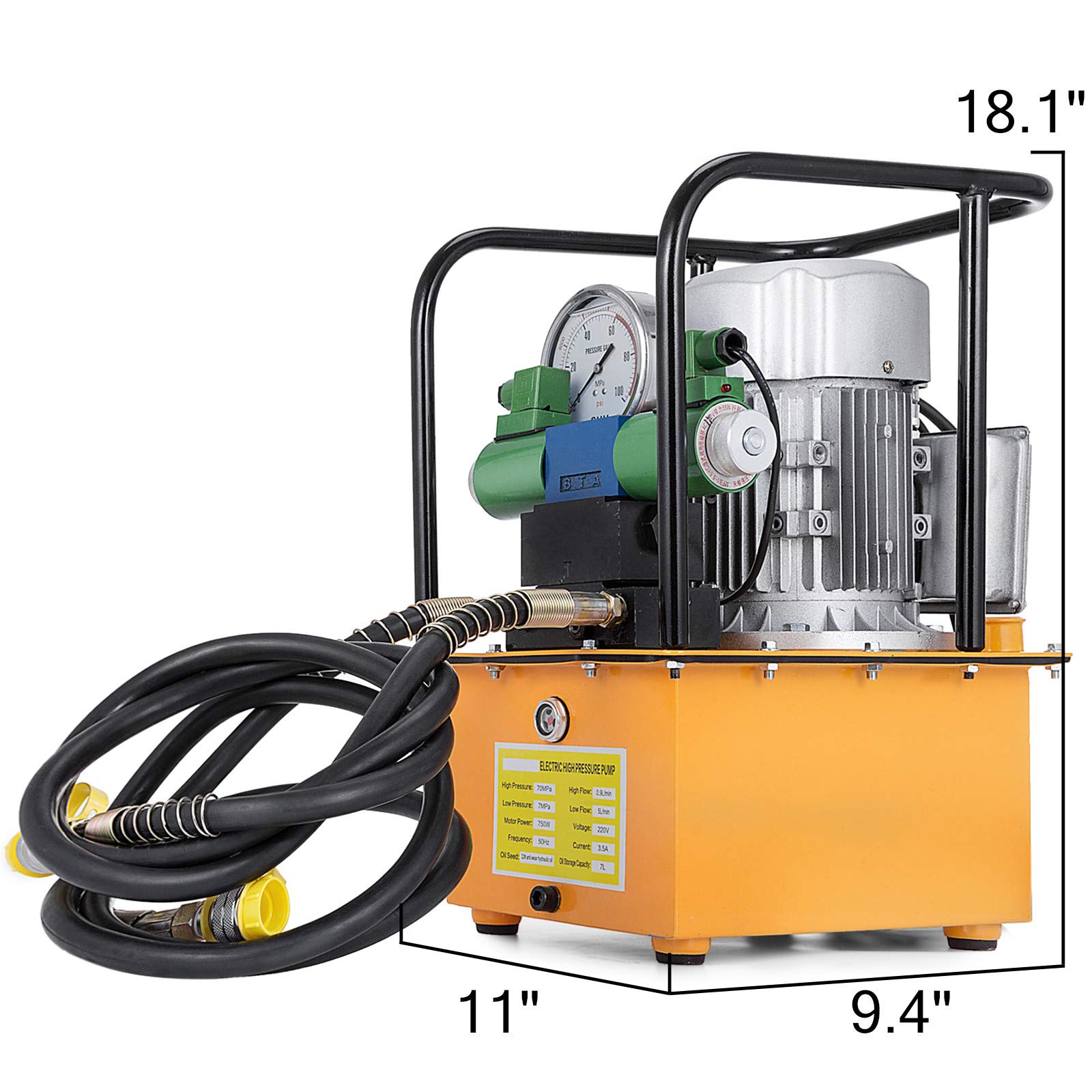 VEVOR Elektrisch Angetriebene Hydraulikpumpe Doppeltwirkend Magnetventil DB075 750W