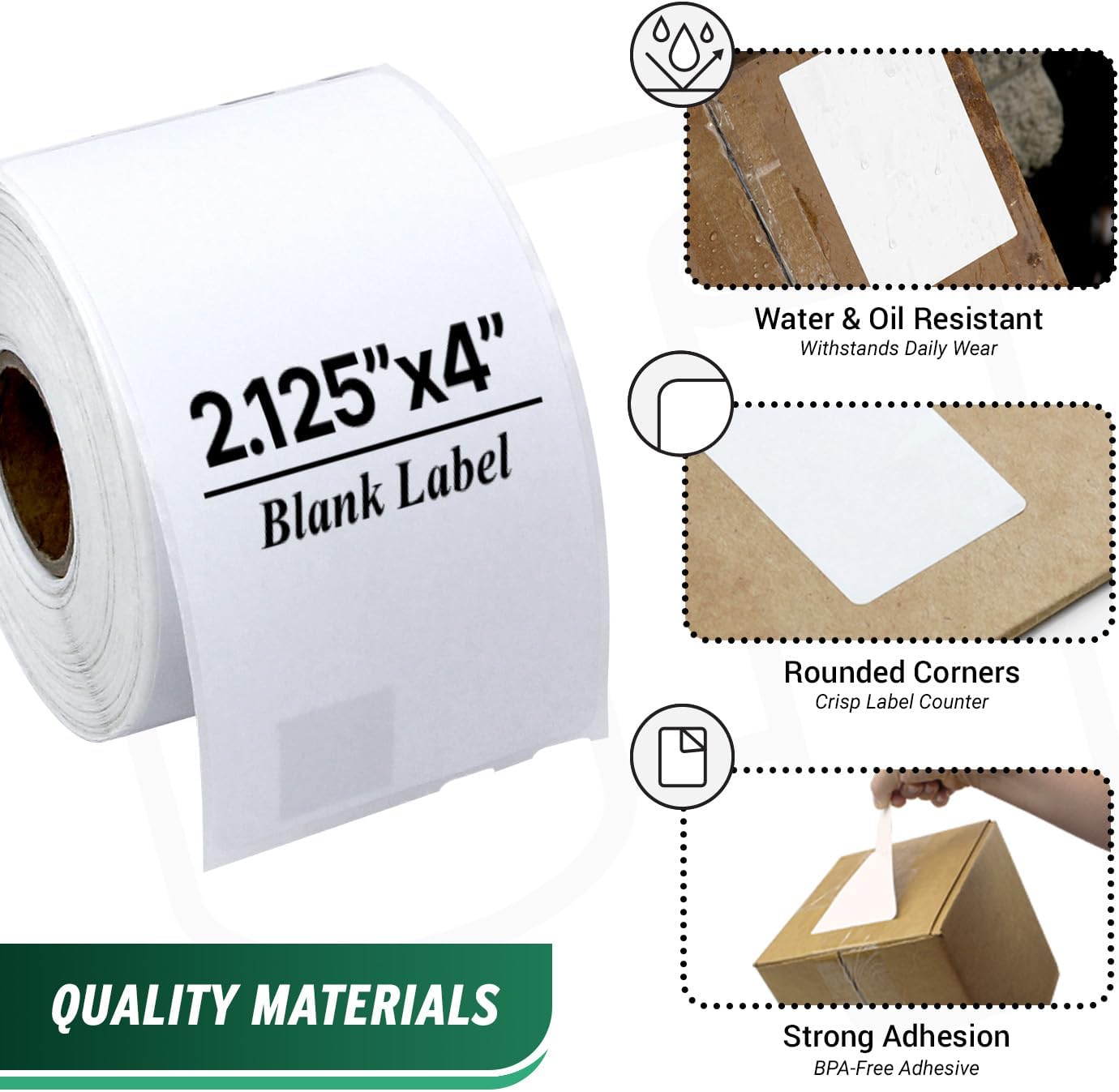 2-1/8" x 4" Shipping White Self-Adhesive Labels (2.125" x 4"), Replacement for DYMO 30323 (27 Rolls × 240 Labels = 6480 Total), Bright White, BPA Free, Jam-Free Design