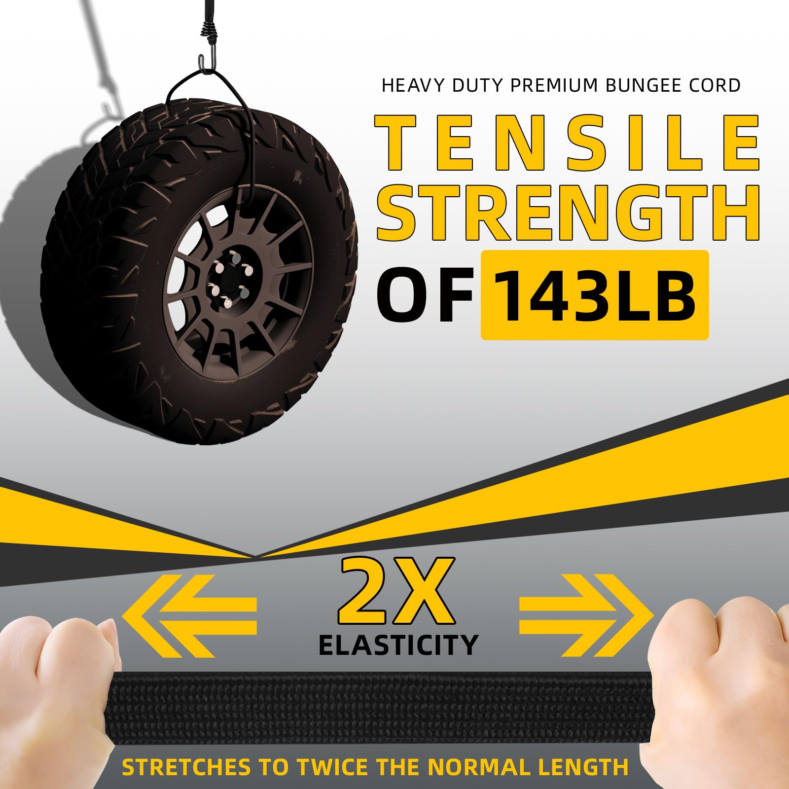 Bungee Cords with Hooks Heavy Duty, Flat Extra Strong Outdoor Bungee Straps - Image 2