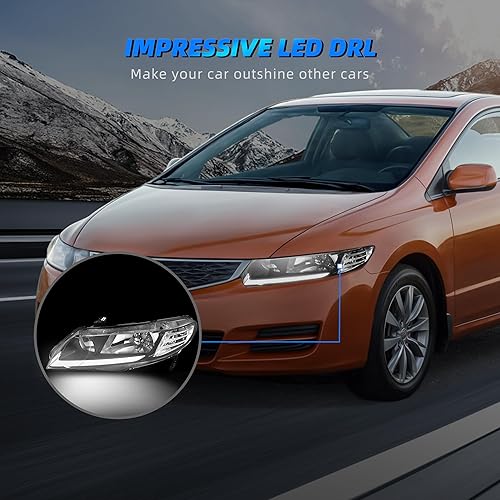 Miniatura 10 de Faros delanteros de repuesto para automóvil con lente ámbar, con carcasa color negro, modelo parecido al original (HO2502127, HO2503127)., carcasa