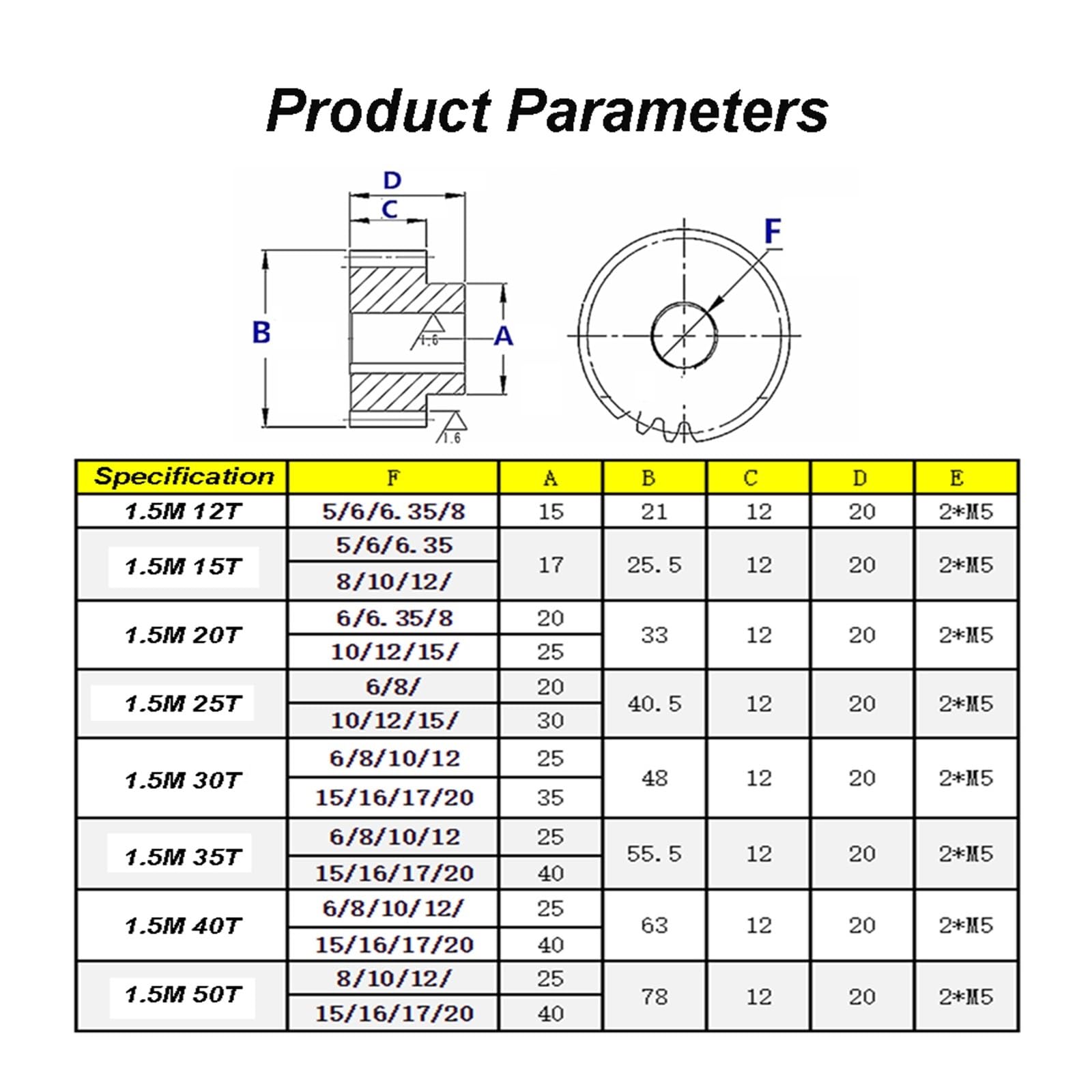 Bevel Gear Pinion Hardware Mechanical 1.5M Mod Spur Gear 35T Pinion Gears Motor Transmission Accessories Steel Teeth(7mm Bore)