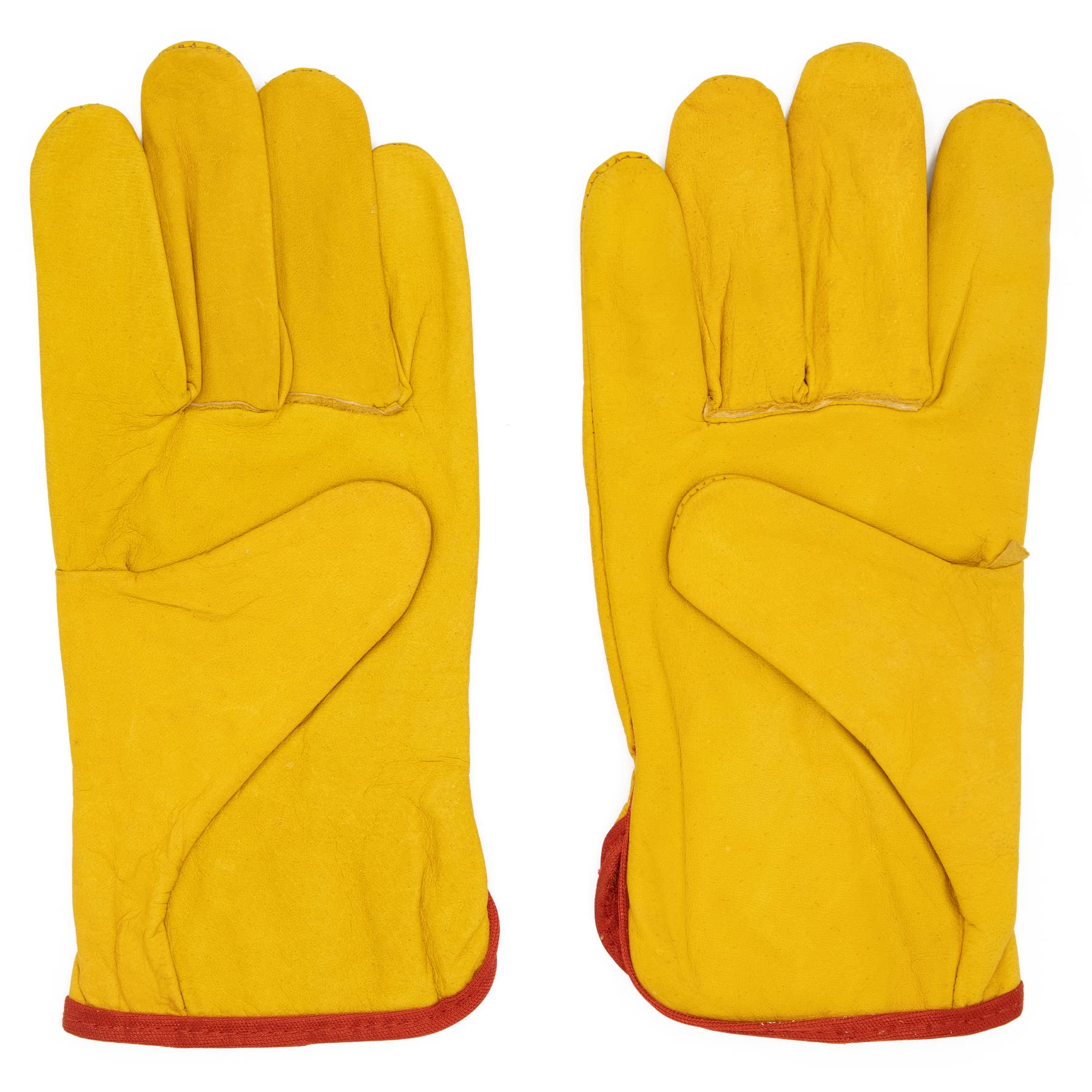 Guantes de Trabajo de Piel Flor de Vacuno Amarillos, Guantes de Protección para Jardinería, Soldadura, Construcción, Guantes de Cuero Antidesgarros, Abrasión, Guantes de Protección CAT 2
