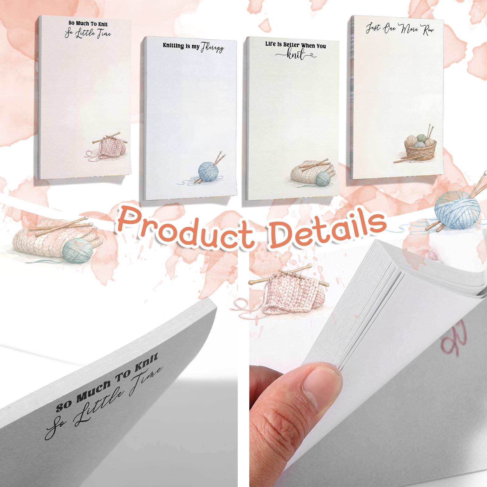 Tinlade 200 Sheet 4 Styles Knitting Gifts to Do List Notepad Gift Knitting Enthusiast Checklist Handy Birthday Appreciation Supplies for Women Crafters Mother Teacher Memos Reminders Supply, 4'' x 6''