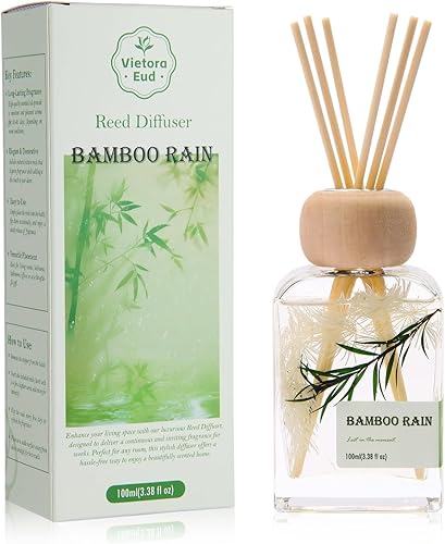 Difusor de caña de lluvia de bambú de 3.38 onzas líquidas (3.4 fl oz) Fragancia casera de larga duración Aceite perfumado natural Ambientador y