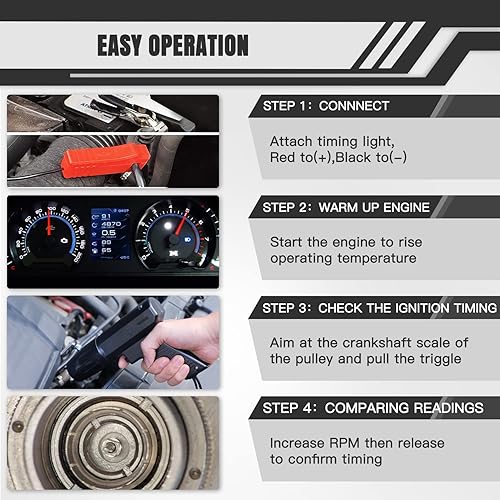 Miniatura 6 de Lámpara estroboscópica de 12 V, luz estroboscópica de encendido de gasolina inductiva, herramienta automotriz con probador de bujías para automóvil,