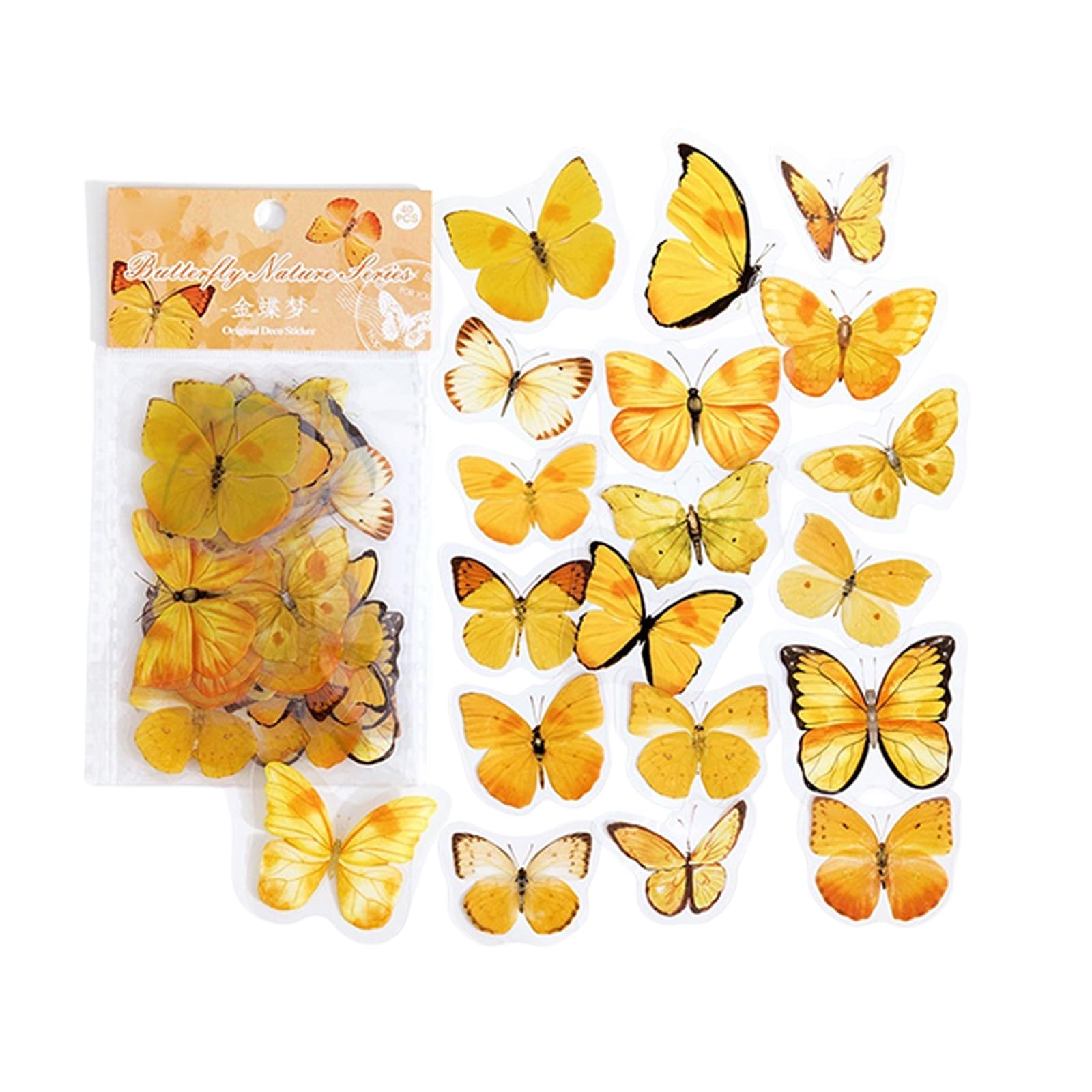 320Pcs Buttery Theme Sticker Waterproof PET for Scrapbook Journal Notebook Diaries Phone Cover Laptop Snowboard Clear Pet for Journaling