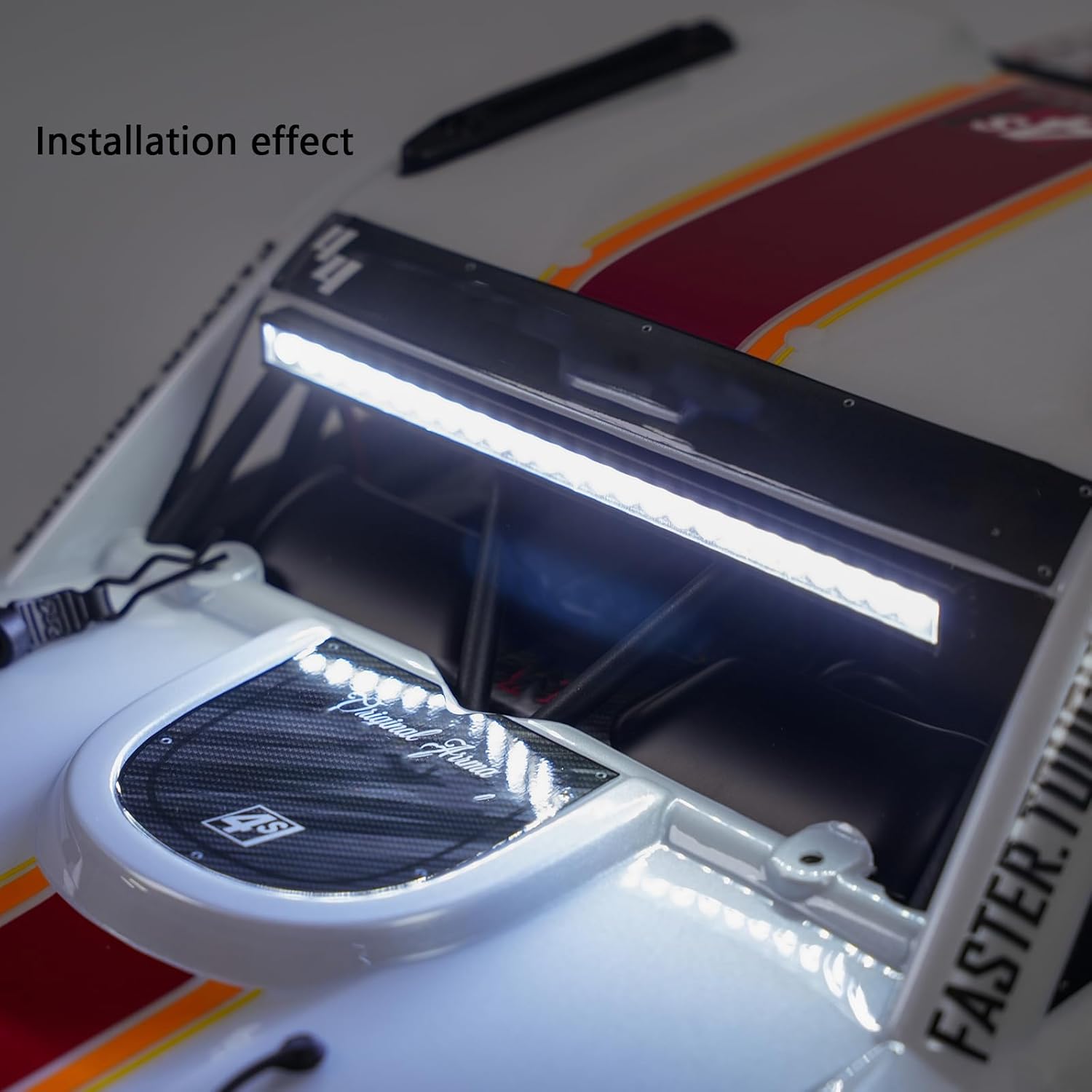 Headlight & Rear Light Set for Arrma 4S 1/8 Mojave,Nylon and Carbon Fiber Durable Head & Rear Light LED 1/8 Scale Lamp Bar for Arrma Upgrade RC Car Parts Accessories