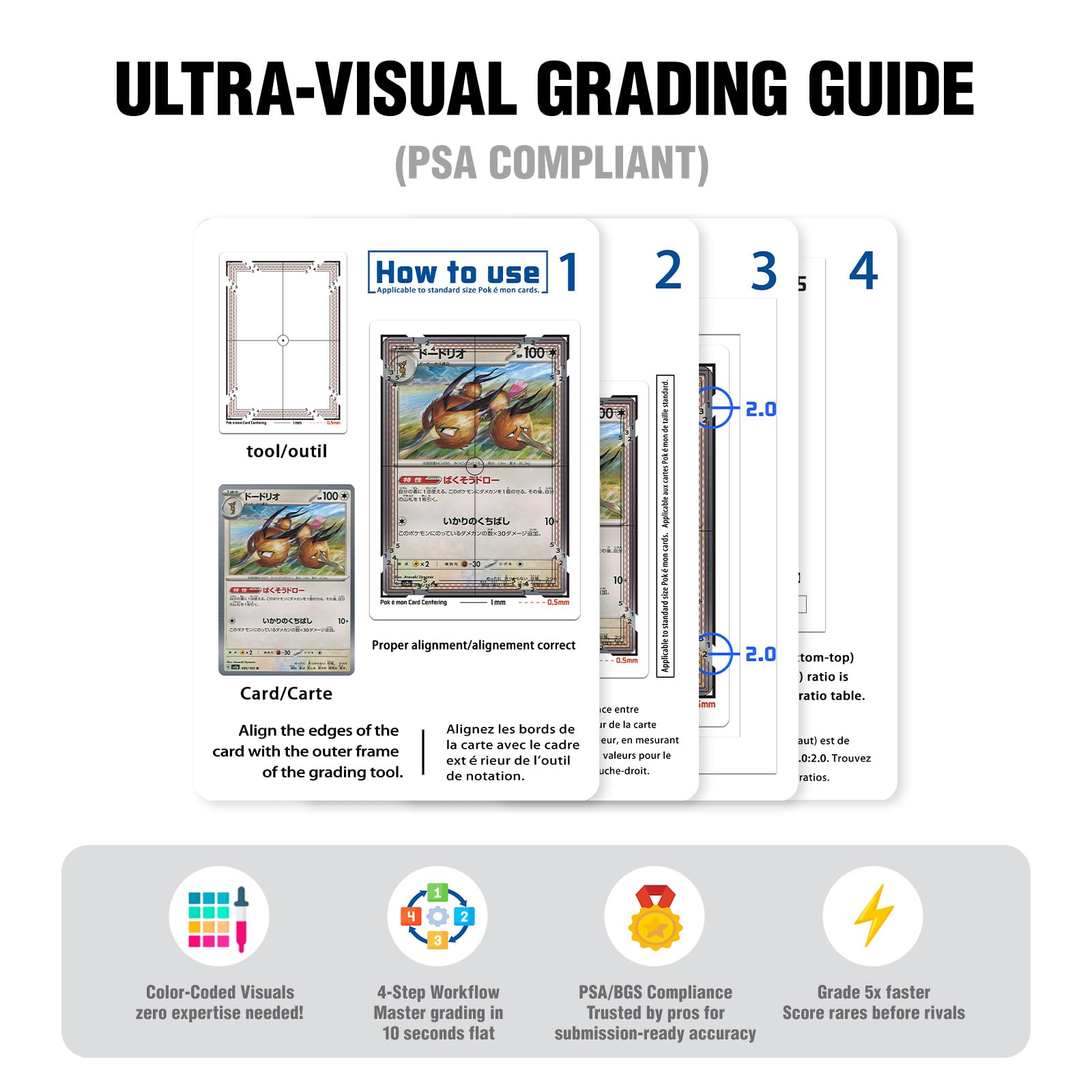 Kit de herramientas de clasificación de centrado de tarjetas compatible con Pokémon TCG, juego de clasificación de tarjetas coleccionables con tarjeta de medición de grosor, accesorios de