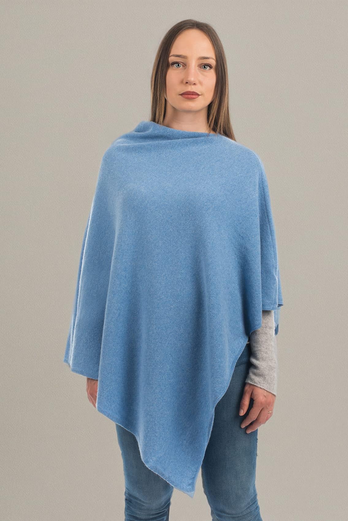 DALLE PIANE CASHMERE Poncho Femme Mélange Cachemire Laine | Poncho cape enveloppant, taille unique, parfait en voyage et en ville, un cadeau élégant pour elle, Made in Italy