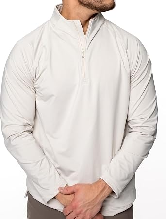 Mens Quarter-Zip Athletic Pullover, Long Sleeve Performance Shirt