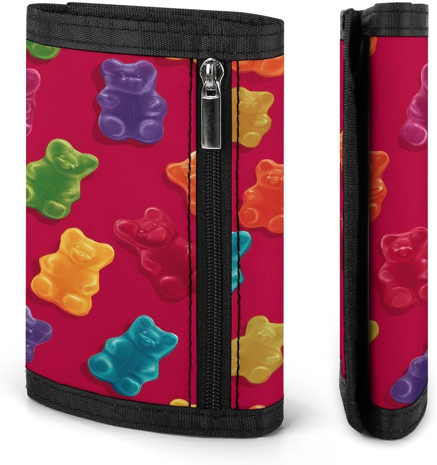 Gummy And Bear Candy Trifold Slim Wallet Front Pocket With Money Clip And ID Credit Card Slots For Travel Work