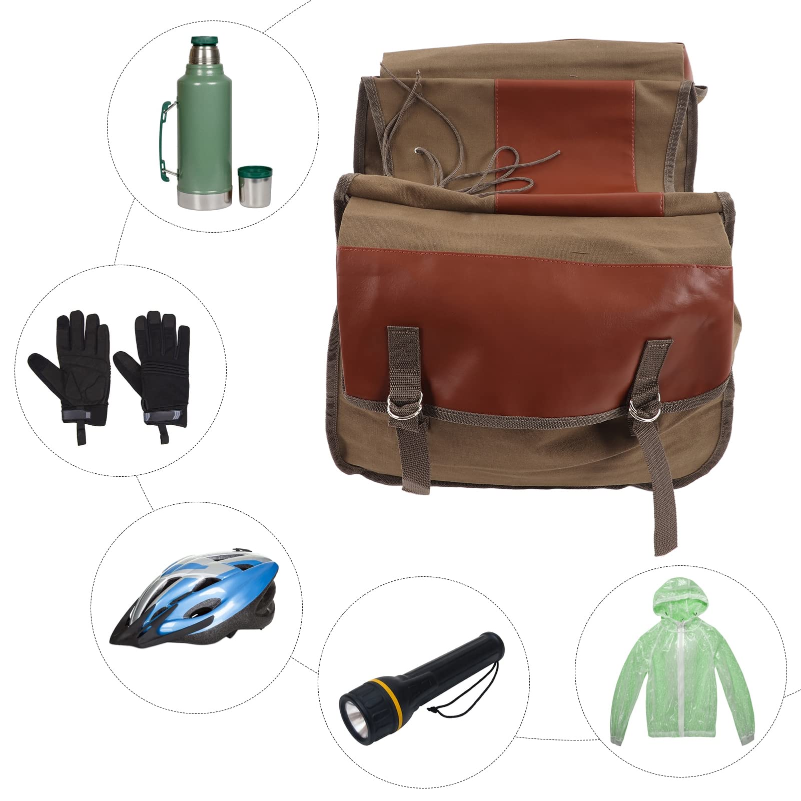 POENVFPO Borsa per Biciclette, Tela e Cuoio in Pelle Borsa per Bici da Bicchetta Sacca per Carrier Bagforto per Bagnella