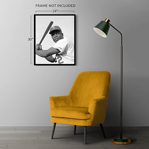 Miniatura 4 de HISTORIX Vintage 1954 Jackie Robinson Baseball Player Photo Print - 24x30 Inch MLB Brooklyn Dodgers Baseball Player Jackie Robinson Print Wall Art