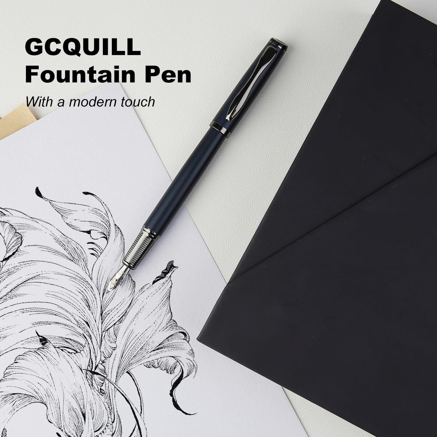 MU-25 Ensemble de stylos plume de calligraphie comprenant 5 plumes, flacon d'encre, convertisseur de recharge d'encre et 18 cartouches d'encre, cadeau pour écrire, journal, calligraphie