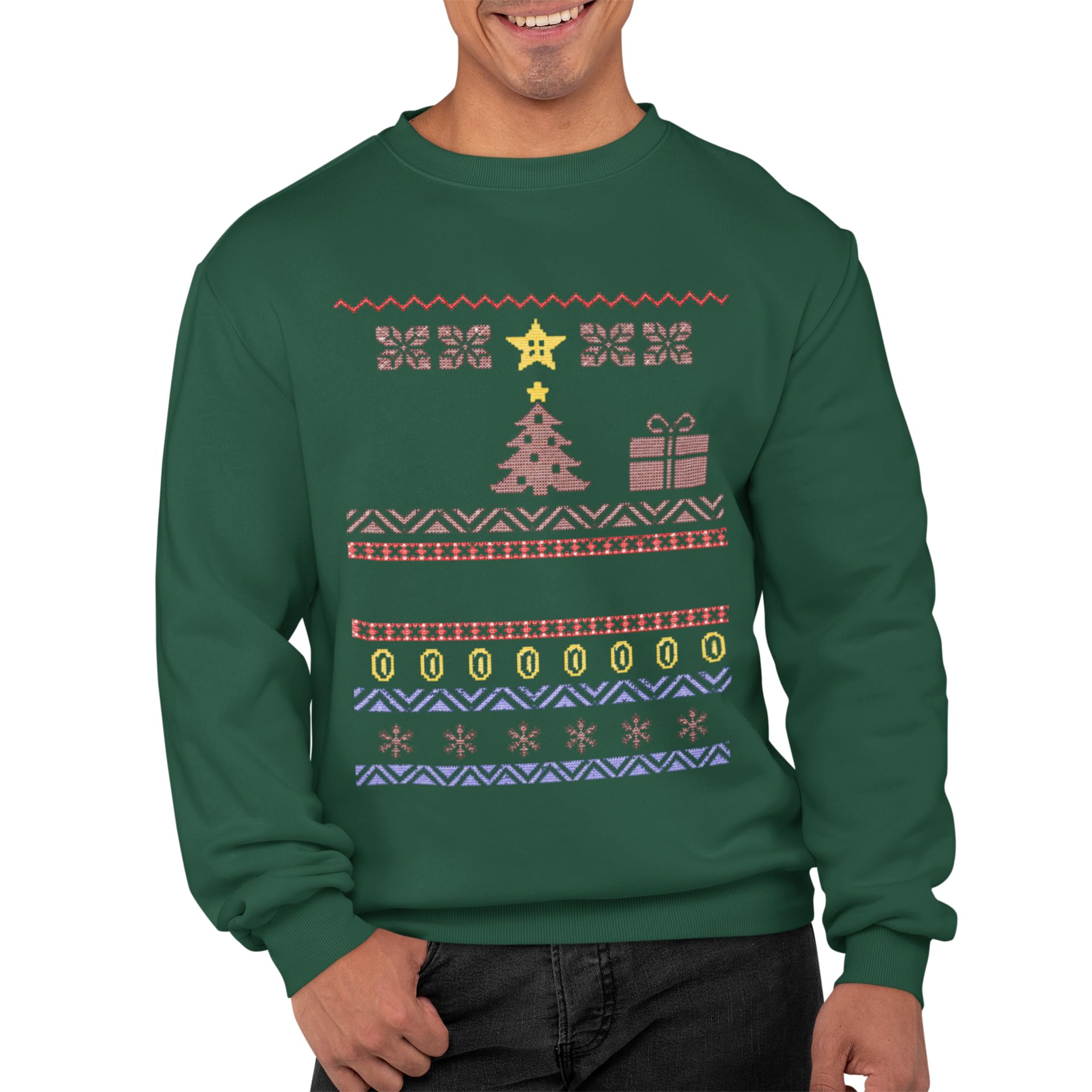 Graphic Impact Unisex Bottle Green Inspired Retro Gaming Freak Christmas Jumper Ugly Xmas Sweatshirts (Xx-Large, )
