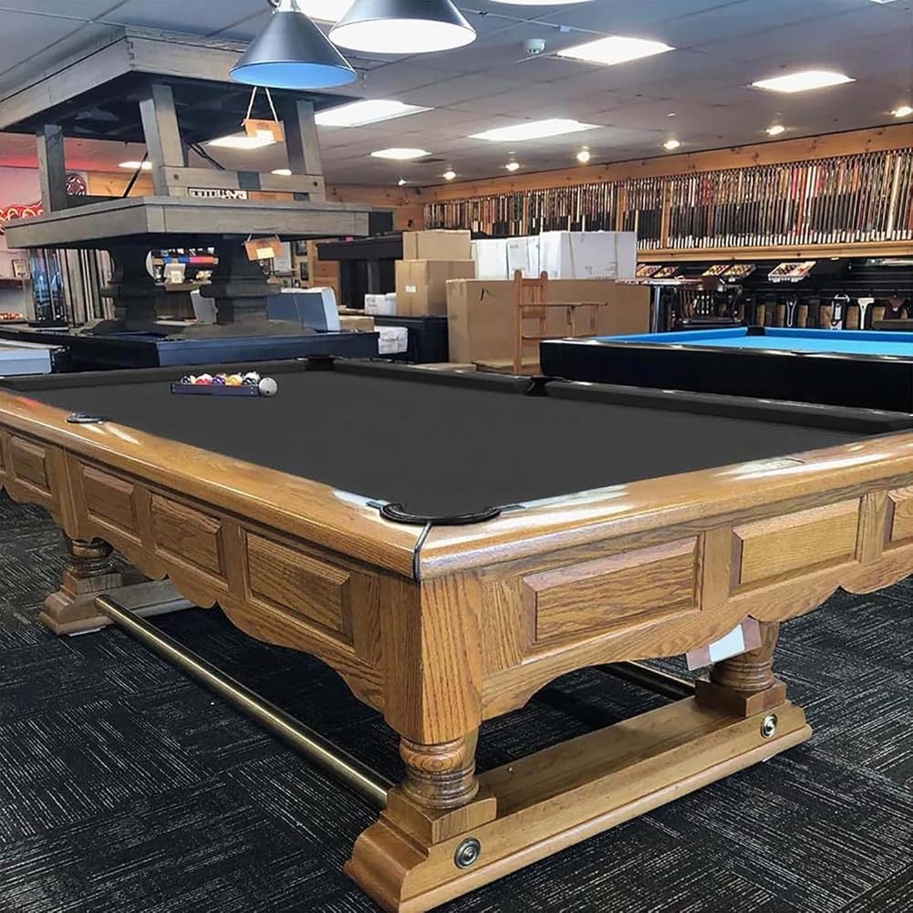 Billardtuch, professioneller Billardtisch, Filz, passend für Standard-Tisch, Snooker, Indoor-Sportspiele, Tischdecke mit Kissen-Streifen, für Standard 7/8/9 Fuß Tisch,Schwarz,for 7' Table